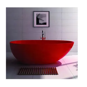 Moderne rot hotel club home künstliche stein freistehende lounge badewanne