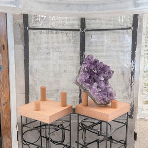 Gỗ pha lê hiển thị đứng ba-peg Giá vẽ hiển thị đứng bằng gỗ đá hiển thị đứng cho đá quý hóa thạch tinh thể khoáng sản - Product Image 2