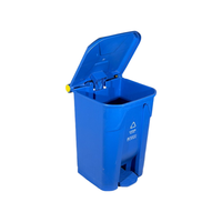 Conteneur à déchets mobile d'extérieur 60L, poubelle de tri avec pédale