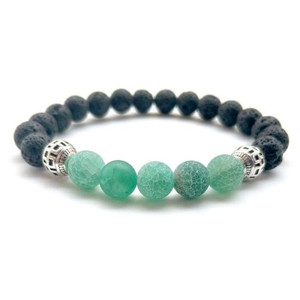Braccialetto con Olio Essenziale e Pietra Lavica Verde - Product Image 1