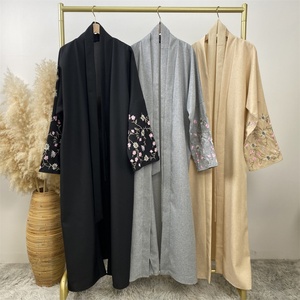 Fabricant d'Abayas, Mode 2024, Broderie en Lin et Polyester, Abaya Ouverte, Dubaï, Femmes Musulmanes, Long Cardigan 1407 # - Product Image 6