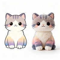 Boneka Kucing Baru yang Menggemaskan, Bordir Ombre Custom, Bahan Katun PP Super Lembut, Ramah Lingkungan, OEM ODM, Boneka Isi Lembut untuk Anak-anak