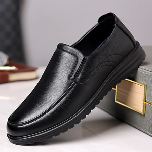 Mocasines de Cuero Genuino para Hombre, Punta Redonda, Sin Cordones, Suela de Goma, Entresuela de EVA, Suaves y Cómodos, para Todas las Temporadas, Zapatos Casuales - Product Image 1