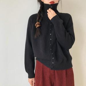 秋季高领针织开衫女式复古韩式宽松高级宽松毛衣外套 Sehe Fashion - Product Image 5