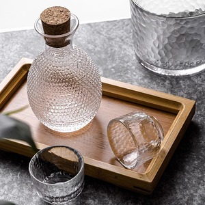 Set di Brocche per Sake Giapponese, Scaldavivande in Vetro per Vino di Riso, Brocca per Sake con Impugnatura Martellata, Scaldavivande per Baijiu con Tazze - Product Image 5
