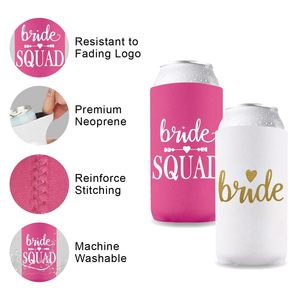 Custom Wedding Can s Bridesmaid Gifts Can Cooler Bachelorette Party Decoraciones Slim Bride Squad Can Sleeves - Product Image 2