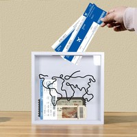 Boîte d'archives d'aventure, cadre de boîte d'ombre de voyage, boîte à souvenirs pour souvenirs, support de collection de billets avec fente