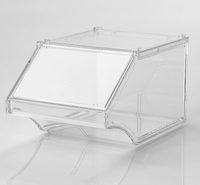 Boîte de présentation empilable en acrylique à couvercle rabattable, boîte de rangement transparente pour aliments secs pour magasin, garde-manger, vente au détail, OEM