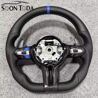 Personnalisation M Sport, bande bleue supérieure, cuir intégral, fibre de carbone pour BMW F80 M3 M550i F13 F10, cuir M4 F83 F82