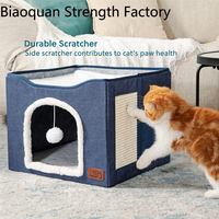 Maison pour chat pliable à 2 étages, lit-caverne double usage pour intérieur, griffoir en sisal, tour, appartement miniature, maisonnette pour chaton