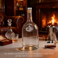 Bouteille en verre de flint ovale à fond épais de 750 ml avec logo personnalisé de luxe, avec impression sérigraphique pour gin, rhum, vodka