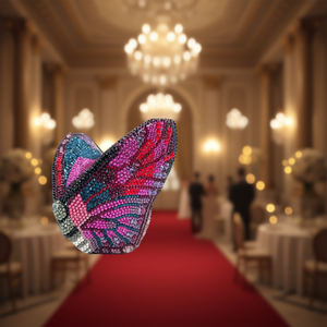 महिलाओं के लिए लक्जरी तितली राइनस्टोन क्लच बैग महिला शाम पार्टी शादी की दुल्हन कॉकटेल प्रोम हैंडबैग चेन के साथ - Product Image 2