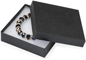 Boîte de présentation et d'emballage <span class=keywords><strong>en</strong></span> carton noir mat rembourrée de coton pour bijoux, colliers, bracelets, montres, broches, cadeaux et vente au détail - Product Image 5