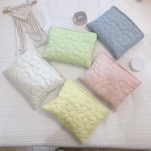 Solid color floral Embroidered down Bag Women's Clutch Bag Chunky Soft Warm makeup bag