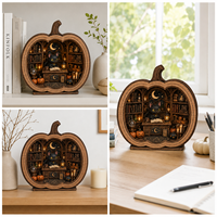 Décoration d'Halloween à poser sur table en bois de tilleul, motif citrouille sorcière et chat noir, à découper et graver soi-même, souvenir