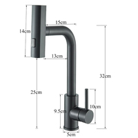 Robinet de cuisine moderne en acier inoxydable extractible, mitigeur d'évier à poignée unique avec 4 modes de pulvérisation, eau chaude et froide, pour la maison et les projets