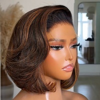 Peluca de Cabello Humano 100% Natural, Cabello Virgen con Reflejos Marrones, Pelucas con Cierre de Encaje Transparente para Mujer, Color Natural, Línea de Cabello Natural Vietnamita