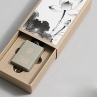 Nuevo Juego de Té de Estilo Chino con Diseño de Loto y Tinta, con Empaque de Papel Kraft Tipo Cajón y Logotipo Personalizable