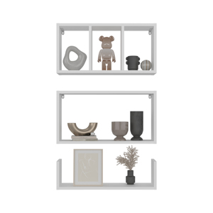 Wall <b>Mounted</b> Floating Shelves Set Of 3 Rectangular Display Racks Modern Home Organizer - Product Image 4