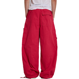 Pantalones Harem de Algodón Rojos para Hombre, Pantalones Cargo Extra Grandes con Bolsillos, Pantalones Plegados hasta la Rodilla, Pantalones Cargo Casuales Ligeros de Verano - Product Image 2