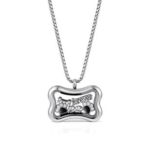 จี้สร้อยคอรูปกระดูกแบบเปิดได้ ทำจากสแตนเลสสตีล สำหรับใส่แก้วเก็บของที่ระลึกสำหรับสัตว์เลี้ยง เหมาะสำหรับคนรักสุนัข - Product Image 1