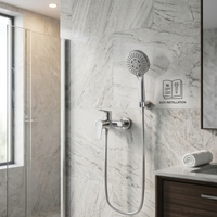 Ensemble de robinetterie de douche thermostatique moderne en chrome poli, double contrôle de température, verrouillage de la température en un clic, rotation à 360° pour salle de bain