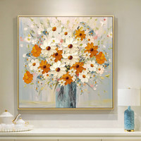 Peinture à l'aquarelle style crème, peinte à la main, impressionniste, plantes et fleurs, style moderne de luxe, cadre pour restaurant, salon, chambre à coucher