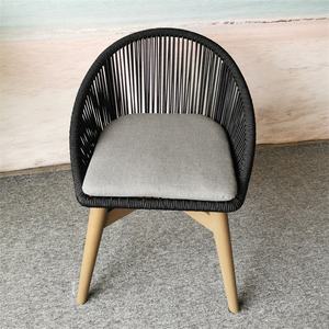 Sillas de jardín con estructura de aluminio, tejido de cuerda y base de madera de teca, más resistentes y con un aspecto elegante para muebles de patio, sillón de descanso. - Product Image 2