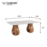 Mesa de Comedor Moderna Minimalista con Cubierta de Mármol y Patas de Madera Maciza Color Nogal para Comedor, Muebles para el Hogar