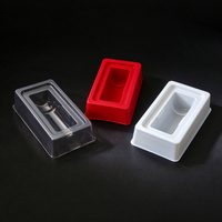 Boîte de 10 ml à 1 compartiment, transparente, blanche et rouge, en PET, pour flacon unique, plateau alvéolé pour poudre lyophilisée, pour bouteille de poudre lyophilisée