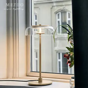 Altın Modern stil şeffaf cam ev dekor klasik yatak odası masa Led masa lambası