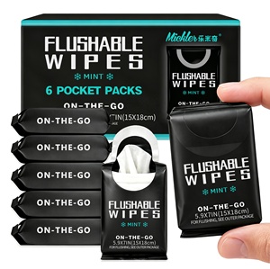 Lingettes humides miniatures personnalisées pour toilettes, 6 paquets de 15*18cm, lingettes jetables portables pour adultes, marque privée - Product Image 1