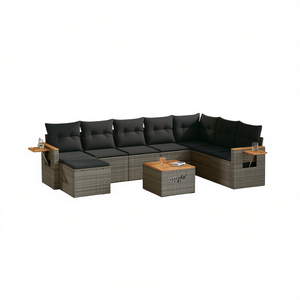 Ensemble de canapés de jardin en rotin gris 6 places, mobilier d'extérieur au design contemporain, structure en osier - Product Image 1