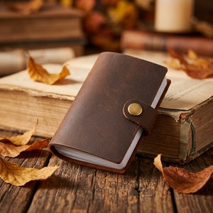 WRIZA Vintage Vintage Genuine Leather <b>Card</b> Holder Button Closure <b>Business</b> <b>Card</b> <b>Wallet</b> Photo <b>Card</b> Album Custom Logo - Product Image 6