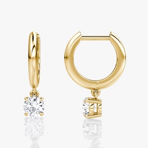 Simple Fashion Round Cut Vvs Gra Moissanite Jewelry 14k Gold Filled Hoop <b>Huggie</b> Drop Earrings for Girls - Product Image 6