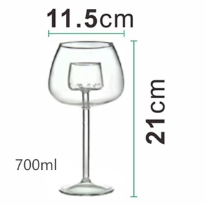 Vente en gros de carafe intégrée transparente et créative en verre borosilicaté résistant à la chaleur à pied haut verre à vin rouge - Product Image 2