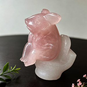 Statue de cochon amusant en cristal assis sur des toilettes, sculpté à la main en pierres précieuses mélangées avec un cochon en jade blanc sur des toilettes, ornement décoratif en cristal amusant - Product Image 2