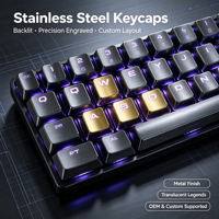 Claviers mécaniques personnalisés en acier inoxydable avec touches transparentes rétroéclairées OEM/ODM, pièces de modification pour clavier WASD Gaming Wire EDM