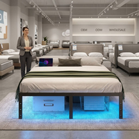 Lit simple en fer avec éclairage, très bien noté, en promotion, idéal pour la location, lit double en fer de 2 mètres pour chambre principale à domicile