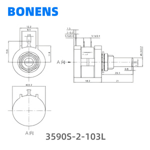 Potenciómetro de Hilo Enrollado 10k 10 Voltios 3590S, Tolerancia del 5%, 22x38mm para Bonens - Product Image 6
