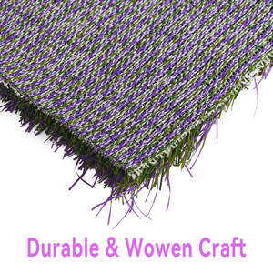 Gazon synthétique tissé rayé violet et vert écologique, résistant aux intempéries, pour aménagement paysager de jardin - Product Image 3