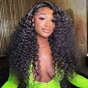 흑인 여성을위한 접착제가없는 풀 HD 레이스 가발 변태 곱슬 레이스 앞 가발 원시 브라질 사람의 머리카락 HD 레이스 정면 가발 인모 - Product Image 2