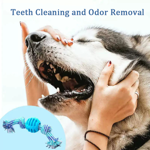 Suministro Directo de Fábrica al por Mayor: Juguete de Nudo de Cuerda de Algodón para Masticar y Entrenamiento al Aire Libre con Bola de TPR para Limpieza Dental Molar de Perros - Product Image 6