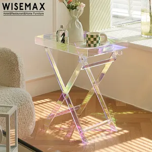 Wisemax ריהוט מודרני מיטת חדר צד שולחן קפה שקופים שקוף סלון אקרילי ברור סלון ספא אקרילי ברור