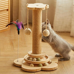 4 In1 in legno gatto giocattoli con raschietti di corda sostenibile per gatti Teaser per interni giocattolo interattivo per gatti - Product Image 5