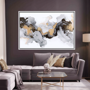 Toile élégante à imprimé marbre gris : Décoration murale moderne, TOILE ENCADRÉE BLANCHE - Product Image 3
