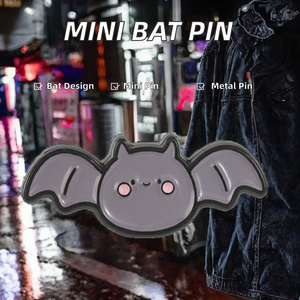 Cute Bat <b>Enamel</b> <b>Pin</b> Metal Brooch Halloween Animal <b>Badge</b> for Clothing Bags Backpacks - Product Image 2