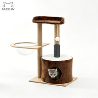 MEEW Arbre à chat écologique et durable avec griffoir et capsule spatiale 31,5 po (80 cm) en bois massif, design peu encombrant, emballage en carton