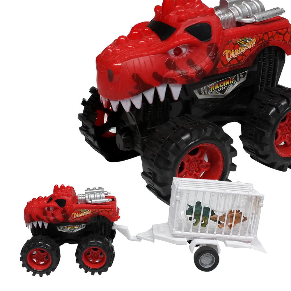 Camión de juguete con mini dinosaurio, plástico, con potencia de fricción
