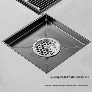 OEM Gunmetal Gray 304 Stainless Steel Square Basin Modern Sink Outdoor Courtyard Odor-Proof High Flow 30cm Garden - Product Image 2
